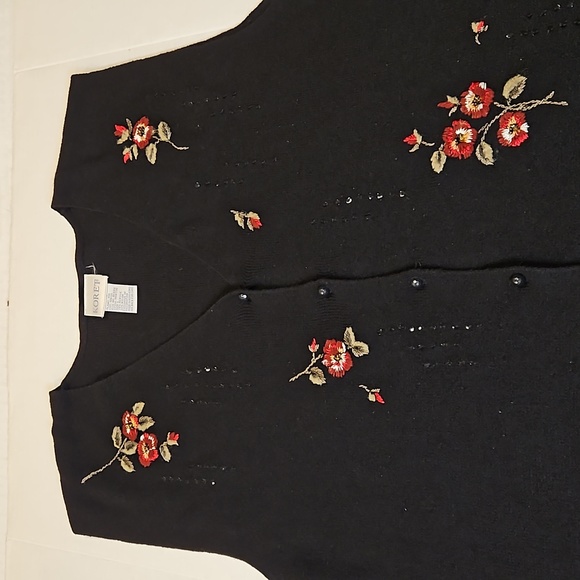 Koret Black Floral Embroidered Sweater Vest size L - Picture 7 of 10